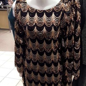 Black and Gold Sequin Dress